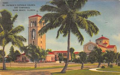 St. Patrick's Catholic Church and Campanile Miami Beach, Florida Postcard