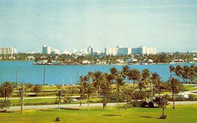 Spectacular Hotel Row viewed across Biscayne Bay Miami Beach, Florida Postcard
