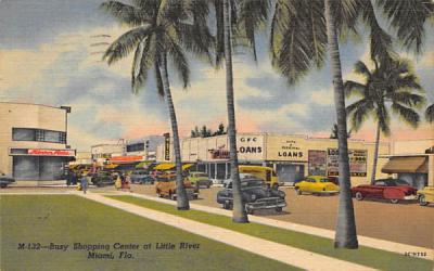 Busy Shopping Center at Little River Miami, Florida Postcard