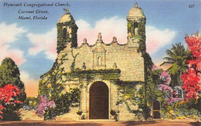 Plymouth Congregational Church, Coconut Grove Miami, Florida Postcard
