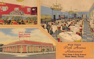 World Famous Park Avenue Restaurant Miami Beach, Florida Postcard