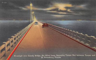 Moonlight over Gandy Bridge Misc, Florida Postcard