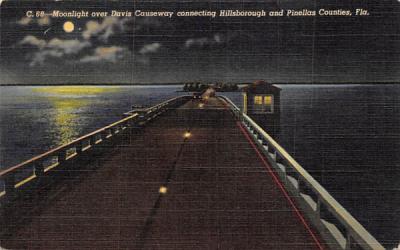 Moonlight over Davis Causeway Misc, Florida Postcard