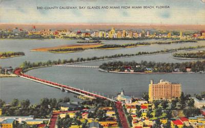 County Causeway, Bay Islands and Miami  Misc, Florida Postcard
