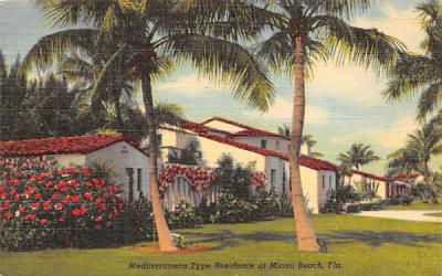 Mediterranean Type Residence  Miami Beach, Florida Postcard