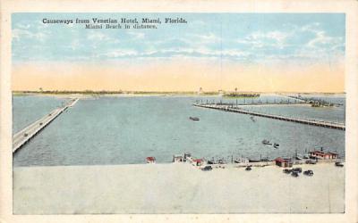 Causeways from Venetian Hotel Miami, Florida Postcard