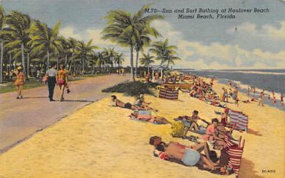 Sun and Surf Bathing on Haulover Beach Miami Beach, Florida Postcard