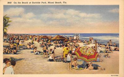 On the Beach at Surfside Park Miami Beach, Florida Postcard