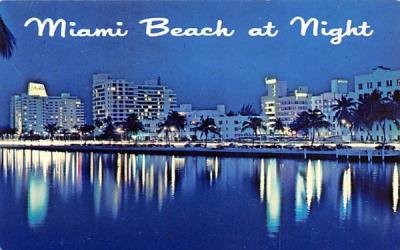Miami Beach at Night, FL, USA Florida Postcard