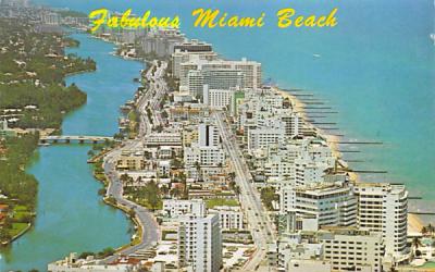 Fabulous hotels, Indian Creek and the Atlantic Ocean Miami Beach, Florida Postcard