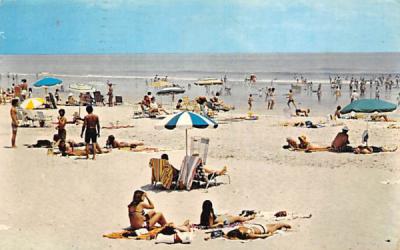 Sun Bathers on beach Misc, Florida Postcard