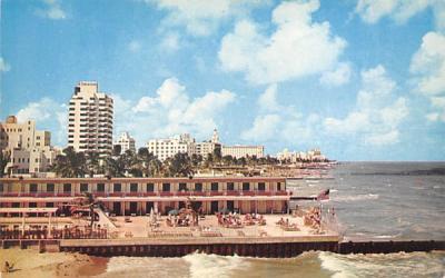 Scene of the Ocean and Cabanas In Florida, USA Postcard