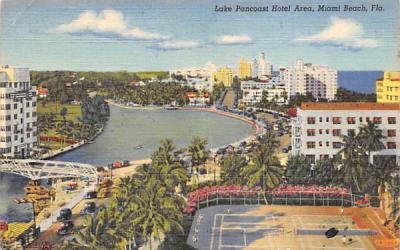 Lake Pancoast Hotel Area Miami Beach, Florida Postcard