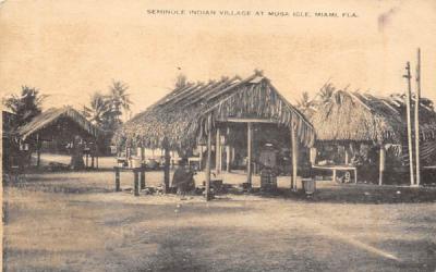 Seminole Indian Village at Musa Isle Miami, Florida Postcard