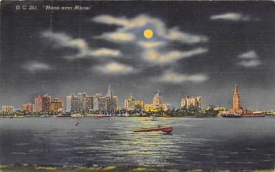 Moon over Miami Florida Postcard