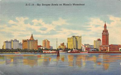 Sky Scraper Hotels on Miami's Waterfront, USA Florida Postcard