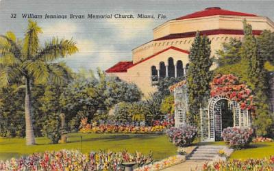 William Jennings Bryan Memorial Church Miami, Florida Postcard
