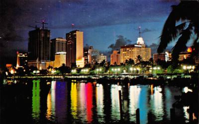 Tropical Miami's Skyline from Miamarina Florida Postcard