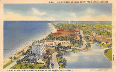 Miami Beach, Looking South from Lake Pancoast Florida Postcard