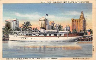 Yacht Anchorage Near Miami's Bayfront Hotels Florida Postcard