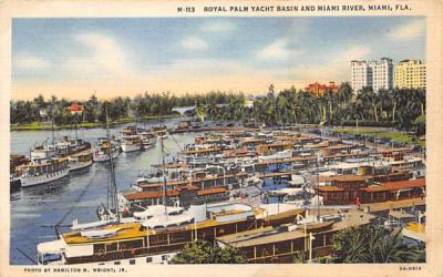 Royal Plam Yacht Basin and Miami River Florida Postcard