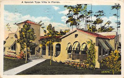 A Spanish Type Villa in Florida, USA Postcard
