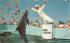 Hand Feeding Jumping Porpoises, Marine Studios Marineland, Florida Postcard