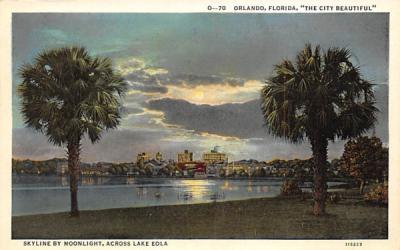 Skyline by Moonlight, Across Lake Eola Orlando, Florida Postcard