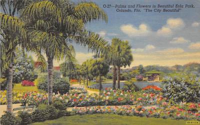 Palms and Flowers in Beautiful Eola Park Orlando, Florida Postcard