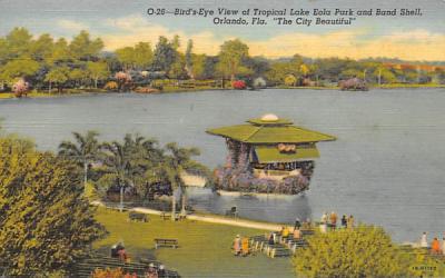 Tropical Lake Eola Park and Band Shell Orlando, Florida Postcard