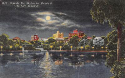 Orlando, FL, USA, Skyline by Moonlight Florida Postcard