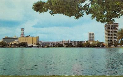 The modern skyline on Lake Eola Orlando, Florida Postcard
