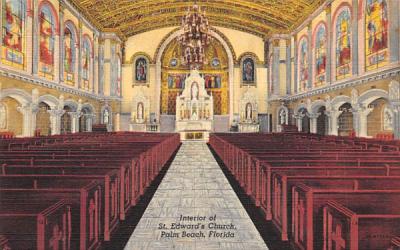 Interior of St. Edward's Church Palm Beach, Florida Postcard