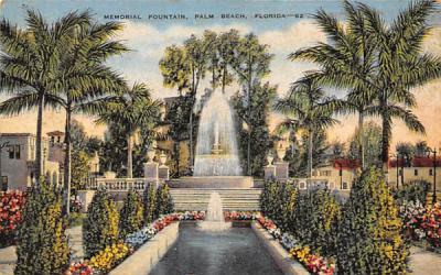 Memorial Fountain  Palm Beach, Florida Postcard