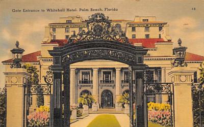 Gate Entrance to Whitehall Hotel Palm Beach, Florida Postcard