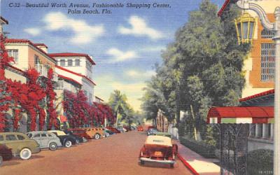 Beautiful Worth Ave. Fashinonable Shopping Center Palm Beach, Florida Postcard