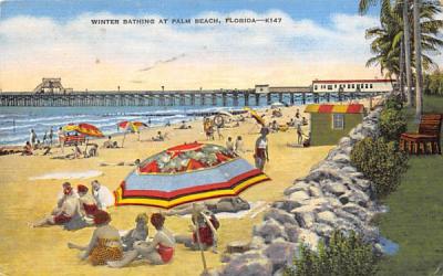 Winter Bathing Palm Beach, Florida Postcard