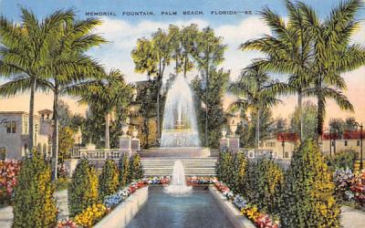 Memorial Fountain Palm Beach, Florida Postcard