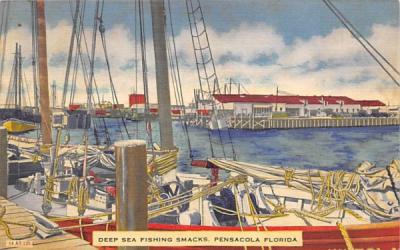 Deep Sea Fishing Smacks Pensacola, Florida Postcard