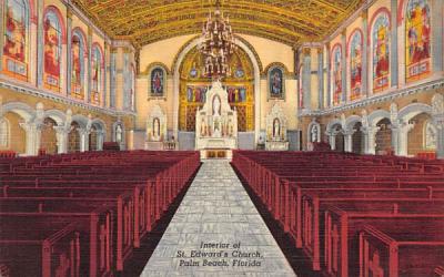 Interior of St. Edward's Church Palm Beach, Florida Postcard