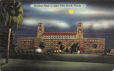 Breakers Hotel at night Palm Beach , Florida Postcard