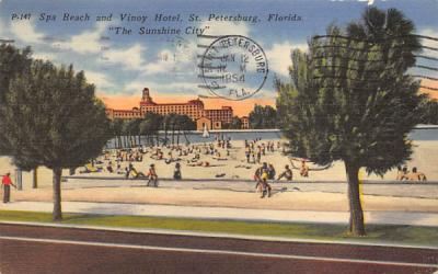 Spa Beach and Vinoy Hotel St Petersburg, Florida Postcard