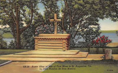 Rustic Altar at Site of First Mass St Augustine, Florida Postcard