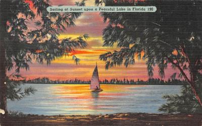 Sailing at Sunset upon a Peaceful Lake in FL, USA Florida Postcard