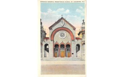 Entrance Memorial Presbyterian Church St Augustine, Florida Postcard