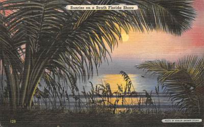 Sunrise on a South Flordia Shore Florida Postcard