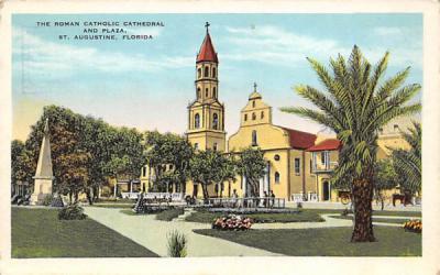 The Romas Catholic Cathedral and Plaza St Augustine, Florida Postcard