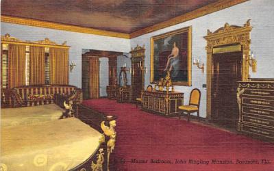 Master Bedroom, John Ringling Mansion Sarasota, Florida Postcard