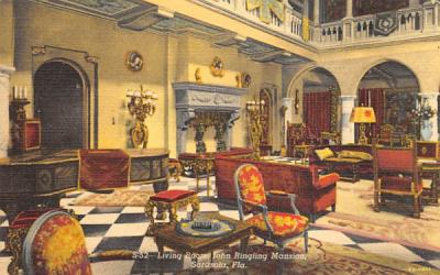 Living Room, John Ringling Mansion Sarasota, Florida Postcard