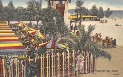 Colorful Opoen-Air Patio, Tropical Lido Beach Sarasota, Florida Postcard